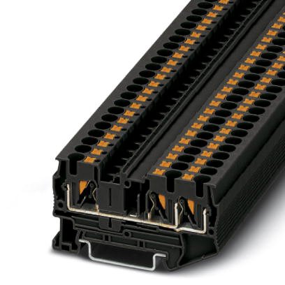 Phoenix Contact Multi-Conductor Terminal Block; PT 4-TWIN BK; 30A; 600V; 1-Level; #24 - #10; Push-In Connection; Black